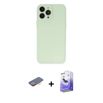 MARSİLYAN™- iPhone 13 Pro Max Kılıf Atlas Minimal Prime - Siyah Bilvis 5in1 5D Magic Hayalet Cam Ekran Koruyucu + Renkli Kamera Lens Koruma Cam - TU