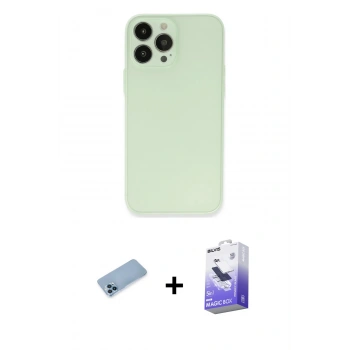 MARSİLYAN™- iPhone 13 Pro Max Kılıf Atlas Minimal Prime - Siyah Bilvis 5in1 5D Magic Hayalet Cam Ekran Koruyucu + Shine Kamera Lens Koruma Cam - MI