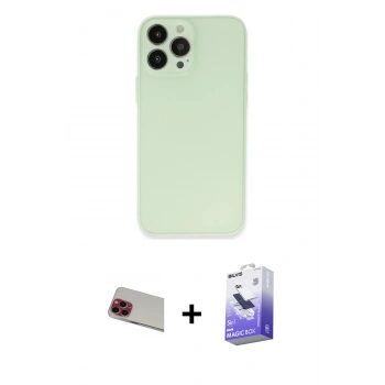 MARSİLYAN™- iPhone 13 Pro Max Kılıf Atlas Minimal Prime - Siyah Bilvis 5in1 5D Magic Hayalet Cam Ekran Koruyucu + Rainbow Kamera Lens Koruma Cam - KI
