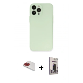 MARSİLYAN™- iPhone 13 Pro Max Kılıf Atlas Minimal Prime - Siyah Bilvis Hayalet Cam Ekran Koruyucu + Pers Alüminyum Kamera Lens - KI