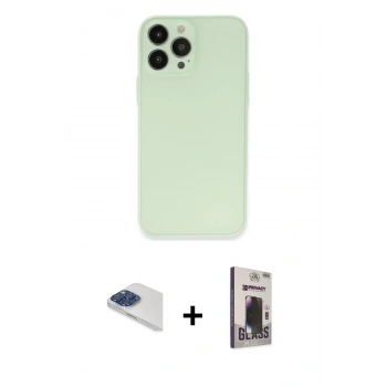 MARSİLYAN™- iPhone 13 Pro Max Kılıf Atlas Minimal Prime - Siyah Bilvis Hayalet Cam Ekran Koruyucu + Pers Alüminyum Kamera Lens - LT