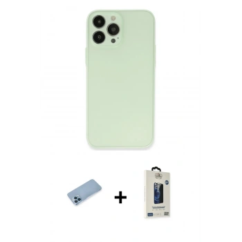 MARSİLYAN™- iPhone 13 Pro Max Kılıf Atlas Minimal Prime - Siyah Bilvis Hayalet Cam Ekran Koruyucu + Shine Kamera Lens Koruma Cam - MI