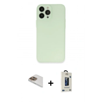 MARSİLYAN™- iPhone 13 Pro Max Kılıf Atlas Minimal Prime - Siyah Bilvis Hayalet Cam Ekran Koruyucu + Pers Alüminyum Kamera Lens - GD