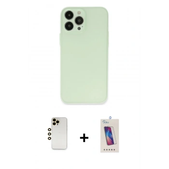 MARSİLYAN™- iPhone 13 Pro Max Kılıf Atlas Minimal Prime - Siyah Joko 5D Cam + Shine Kamera Lens - GD