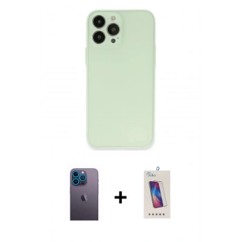 MARSİLYAN™- iPhone 13 Pro Max Kılıf Atlas Minimal Prime - Siyah Joko 5D Cam + Neon Fosforlu Kamera Lens - MI
