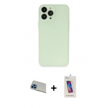 MARSİLYAN™- iPhone 13 Pro Max Kılıf Atlas Minimal Prime - Siyah Joko 5D Cam + Rainbow Kamera Lens Koruma Cam - MI