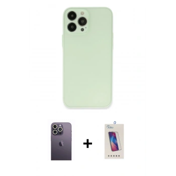 MARSİLYAN™- iPhone 13 Pro Max Kılıf Atlas Minimal Prime - Siyah Joko 5D Cam + Neon Fosforlu Kamera Lens - BZ