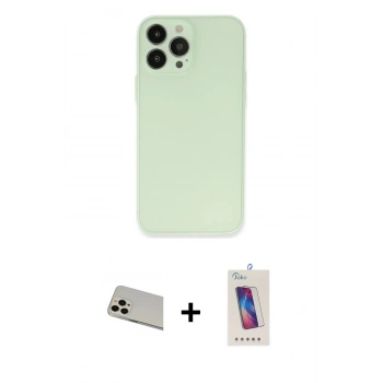 MARSİLYAN™- iPhone 13 Pro Max Kılıf Atlas Minimal Prime - Siyah Joko 5D Cam + Rainbow Kamera Lens Koruma Cam - REGD