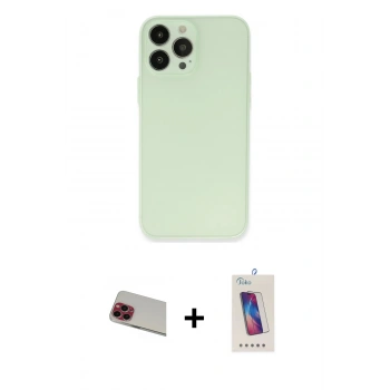 MARSİLYAN™- iPhone 13 Pro Max Kılıf Atlas Minimal Prime - Siyah Joko 5D Cam + Rainbow Kamera Lens Koruma Cam - KI