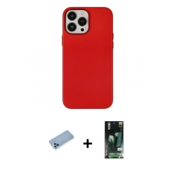MARSİLYAN™- iPhone 13 Pro Max Kılıf Çekirdek Çizgi - Şeffaf 360 Full Body Arka Koruyucu + Shine Kamera Lens Koruma Cam - MI