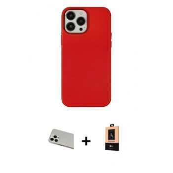 MARSİLYAN™- iPhone 13 Pro Max Kılıf Çekirdek Çizgi - Şeffaf Maxco Cam Ekran Koruyucu + Rainbow Kamera Lens Koruma Cam - BZ