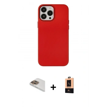 MARSİLYAN™- iPhone 13 Pro Max Kılıf Çekirdek Çizgi - Şeffaf Maxco Cam Ekran Koruyucu + Pers Alüminyum Kamera Lens - GD