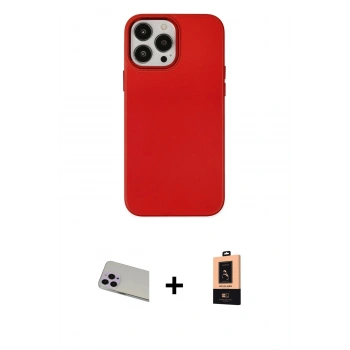 MARSİLYAN™- iPhone 13 Pro Max Kılıf Çekirdek Çizgi - Şeffaf Maxco Cam Ekran Koruyucu + Rainbow Kamera Lens Koruma Cam - MR