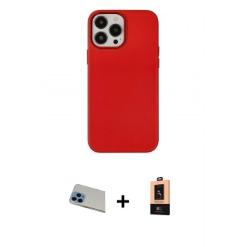MARSİLYAN™- iPhone 13 Pro Max Kılıf Çekirdek Çizgi - Şeffaf Maxco Cam Ekran Koruyucu + Rainbow Kamera Lens Koruma Cam - MI