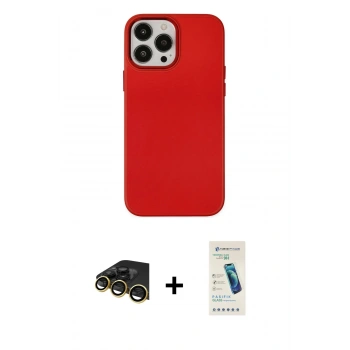 MARSİLYAN™- iPhone 13 Pro Max Kılıf Çekirdek Çizgi - Şeffaf Pasifik Cam Ekran Koruyucu + Raze Metal Kamera Lens - GD