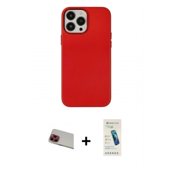 MARSİLYAN™- iPhone 13 Pro Max Kılıf Çekirdek Çizgi - Şeffaf Pasifik Cam Ekran Koruyucu + Rainbow Kamera Lens Koruma Cam - KI