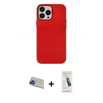 MARSİLYAN™- iPhone 13 Pro Max Kılıf Çekirdek Çizgi - Şeffaf Pasifik Cam Ekran Koruyucu + Rainbow Kamera Lens Koruma Cam - MI
