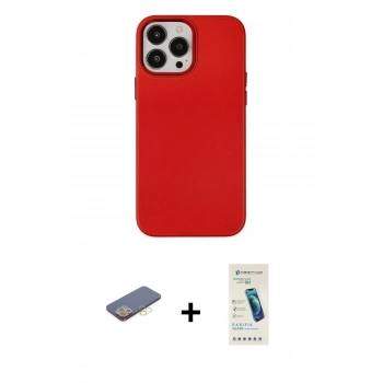 MARSİLYAN™- iPhone 13 Pro Max Kılıf Çekirdek Çizgi - Şeffaf Pasifik Cam Ekran Koruyucu + Renkli Kamera Lens Koruma Cam - SI