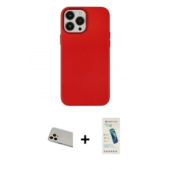 MARSİLYAN™- iPhone 13 Pro Max Kılıf Çekirdek Çizgi - Şeffaf Pasifik Cam Ekran Koruyucu + Rainbow Kamera Lens Koruma Cam - REGD