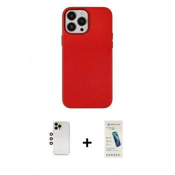 MARSİLYAN™- iPhone 13 Pro Max Kılıf Çekirdek Çizgi - Şeffaf Pasifik Cam Ekran Koruyucu + Shine Kamera Lens - GD