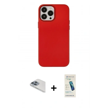 MARSİLYAN™- iPhone 13 Pro Max Kılıf Çekirdek Çizgi - Şeffaf Pasifik Cam Ekran Koruyucu + Pers Alüminyum Kamera Lens - SABE