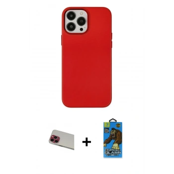 MARSİLYAN™- iPhone 13 Pro Max Kılıf Çekirdek Çizgi - Siyah 18D Cam Ekran Koruyucu + Rainbow Kamera Lens Koruma Cam - KI