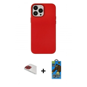 MARSİLYAN™- iPhone 13 Pro Max Kılıf Çekirdek Çizgi - Siyah 18D Cam Ekran Koruyucu + Pers Alüminyum Kamera Lens - KI