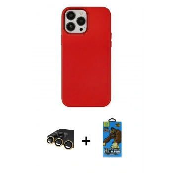 MARSİLYAN™- iPhone 13 Pro Max Kılıf Çekirdek Çizgi - Siyah 18D Cam Ekran Koruyucu + Raze Metal Kamera Lens - GD