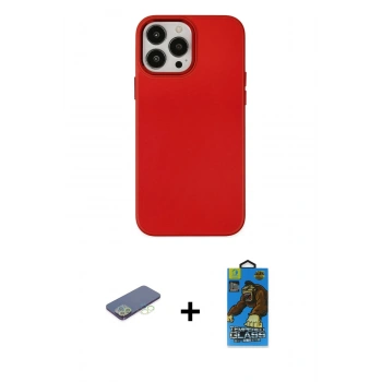 MARSİLYAN™- iPhone 13 Pro Max Kılıf Çekirdek Çizgi - Siyah 18D Cam Ekran Koruyucu + Renkli Kamera Lens Koruma Cam - YL