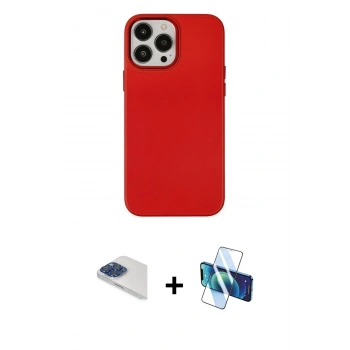 MARSİLYAN™- iPhone 13 Pro Max Kılıf Çekirdek Çizgi - Siyah 3D Antistatik Cam Ekran Koruyucu + Pers Alüminyum Kamera Lens - LT