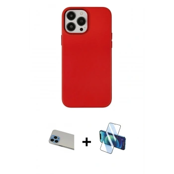 MARSİLYAN™- iPhone 13 Pro Max Kılıf Çekirdek Çizgi - Siyah 3D Antistatik Cam Ekran Koruyucu + Rainbow Kamera Lens Koruma Cam - MI