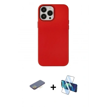 MARSİLYAN™- iPhone 13 Pro Max Kılıf Çekirdek Çizgi - Siyah 3D Antistatik Cam Ekran Koruyucu + Renkli Kamera Lens Koruma Cam - SI