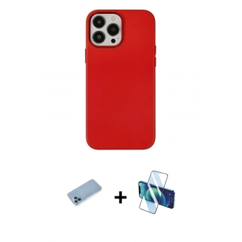 MARSİLYAN™- iPhone 13 Pro Max Kılıf Çekirdek Çizgi - Siyah 3D Antistatik Cam Ekran Koruyucu + Shine Kamera Lens Koruma Cam - MI