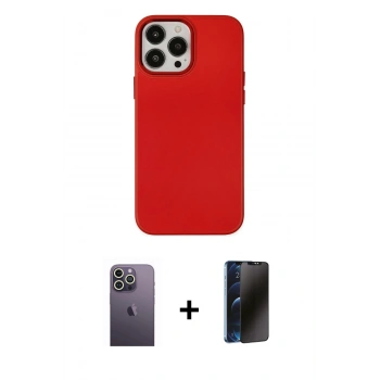 MARSİLYAN™- iPhone 13 Pro Max Kılıf Çekirdek Çizgi - Siyah 3D Antistatik Hayalet Cam Ekran Koruyucu + Neon Fosforlu Kamera Lens - BZ