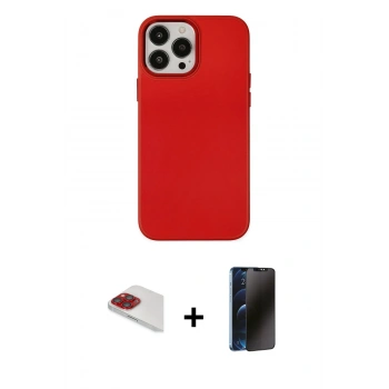 MARSİLYAN™- iPhone 13 Pro Max Kılıf Çekirdek Çizgi - Siyah 3D Antistatik Hayalet Cam Ekran Koruyucu + Pers Alüminyum Kamera Lens - KI