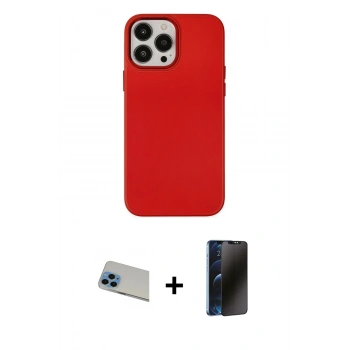 MARSİLYAN™- iPhone 13 Pro Max Kılıf Çekirdek Çizgi - Siyah 3D Antistatik Hayalet Cam Ekran Koruyucu + Rainbow Kamera Lens Koruma Cam - MI