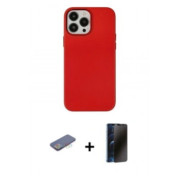 MARSİLYAN™- iPhone 13 Pro Max Kılıf Çekirdek Çizgi - Siyah 3D Antistatik Hayalet Cam Ekran Koruyucu + Renkli Kamera Lens Koruma Cam - MI
