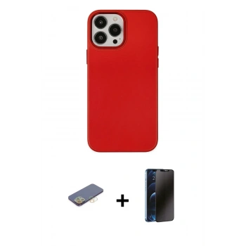 MARSİLYAN™- iPhone 13 Pro Max Kılıf Çekirdek Çizgi - Siyah 3D Antistatik Hayalet Cam Ekran Koruyucu + Renkli Kamera Lens Koruma Cam - SI