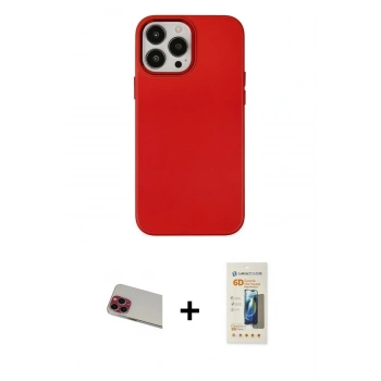 MARSİLYAN™- iPhone 13 Pro Max Kılıf Çekirdek Çizgi - Siyah 6D Mat Seramik Hayalet Nano Ekran Koruyucu + Rainbow Kamera Lens Koruma Cam - KI