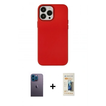 MARSİLYAN™- iPhone 13 Pro Max Kılıf Çekirdek Çizgi - Siyah 6D Mat Seramik Hayalet Nano Ekran Koruyucu + Neon Fosforlu Kamera Lens - MI