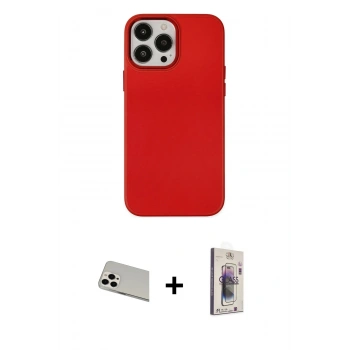 MARSİLYAN™- iPhone 13 Pro Max Kılıf Çekirdek Çizgi - Siyah Bilvis 3D Cam Ekran Koruyucu + Rainbow Kamera Lens Koruma Cam - BZ