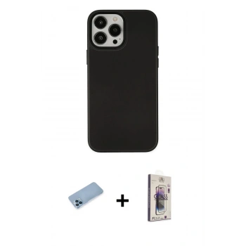 MARSİLYAN™- iPhone 13 Pro Max Kılıf Çekirdek Çizgi - Siyah Bilvis 3D Cam Ekran Koruyucu + Shine Kamera Lens Koruma Cam - MI