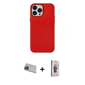 MARSİLYAN™- iPhone 13 Pro Max Kılıf Çekirdek Çizgi - Siyah Bilvis 3D Cam Ekran Koruyucu + Rainbow Kamera Lens Koruma Cam - MI