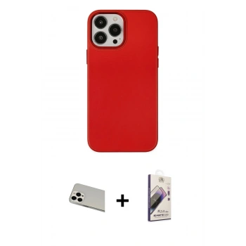 MARSİLYAN™- iPhone 13 Pro Max Kılıf Çekirdek Çizgi - Siyah Bilvis 3D Mat Cam Ekran Koruyucu + Rainbow Kamera Lens Koruma Cam - BZ