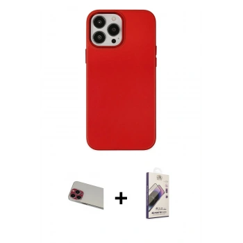 MARSİLYAN™- iPhone 13 Pro Max Kılıf Çekirdek Çizgi - Siyah Bilvis 3D Mat Cam Ekran Koruyucu + Rainbow Kamera Lens Koruma Cam - KI