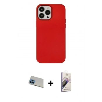 MARSİLYAN™- iPhone 13 Pro Max Kılıf Çekirdek Çizgi - Siyah Bilvis 3D Mat Cam Ekran Koruyucu + Rainbow Kamera Lens Koruma Cam - MI