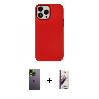 MARSİLYAN™- iPhone 13 Pro Max Kılıf Çekirdek Çizgi - Siyah Bilvis 3D Mat Cam Ekran Koruyucu + Neon Fosforlu Kamera Lens - YL