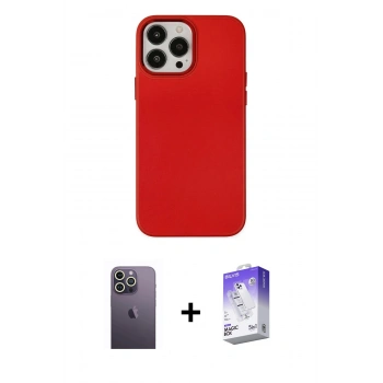 MARSİLYAN™- iPhone 13 Pro Max Kılıf Çekirdek Çizgi - Siyah Bilvis 5in1 3D Magic Cam Ekran Koruyucu + Neon Fosforlu Kamera Lens - BZ