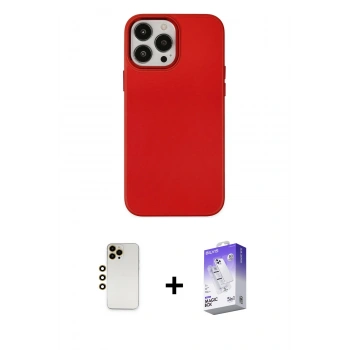 MARSİLYAN™- iPhone 13 Pro Max Kılıf Çekirdek Çizgi - Siyah Bilvis 5in1 3D Magic Cam Ekran Koruyucu + Shine Kamera Lens - GD