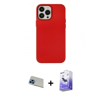 MARSİLYAN™- iPhone 13 Pro Max Kılıf Çekirdek Çizgi - Siyah Bilvis 5in1 5D Magic Hayalet Cam Ekran Koruyucu + Rainbow Kamera Lens Koruma Cam - MI